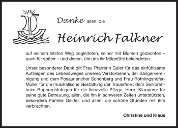 Traueranzeige von Heinrich Falkner von Pegnitz-Zeitung